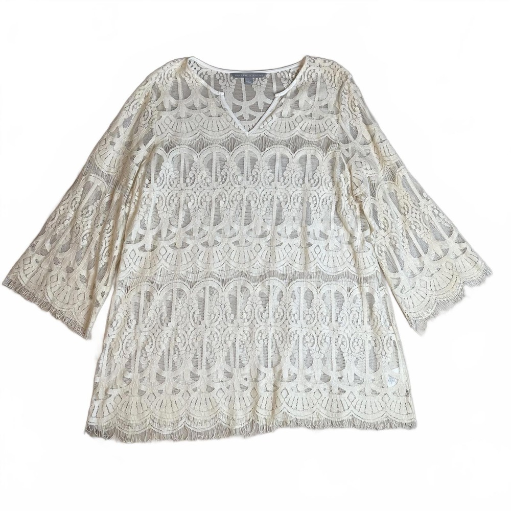 Valerie‎ Stevens Ivory Lace Tunic Top Bell Sleeve | Bohemian Festival Balletcore